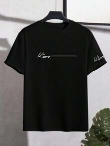 Camiseta minimalista de ciudad con letra para hombres - Negro - Ver 3