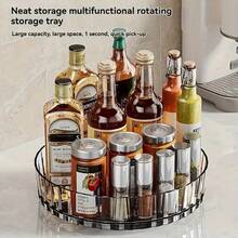 360-Degree Rotating Spice Rack, Bathroom Countertop Storage Box, Kitchen Condiment Bottle Rack, Desktop Sundries Organizer. Y9ZI - Clear B9908A - View 10