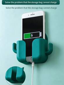 2pcs Classic Wall-Mounted Phone Holder, Plastic Storage Organizer, Suitable For TV Remote, Air Conditioner Remote, Bedside Charging Stand, No Power Required - Multiple Styles - View 4