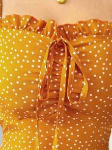 Vestido casual de mujer con estampado de lunares, verano - Amarillo 2 - Ver 6
