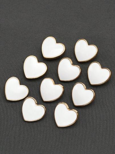 Set de 10 piezas de botones pequeños de metal con gota de resina con forma de corazón, decoración versátil para camisas, cárdigans, vestidos, vestidos de novia, suéteres, chaquetas, accesorios de costura DIY para cajas, cajas de regalo, ramos