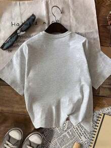 Blusa casual y cómoda, camiseta bordada con cerezas, primavera/verano - Gris - Ver 2