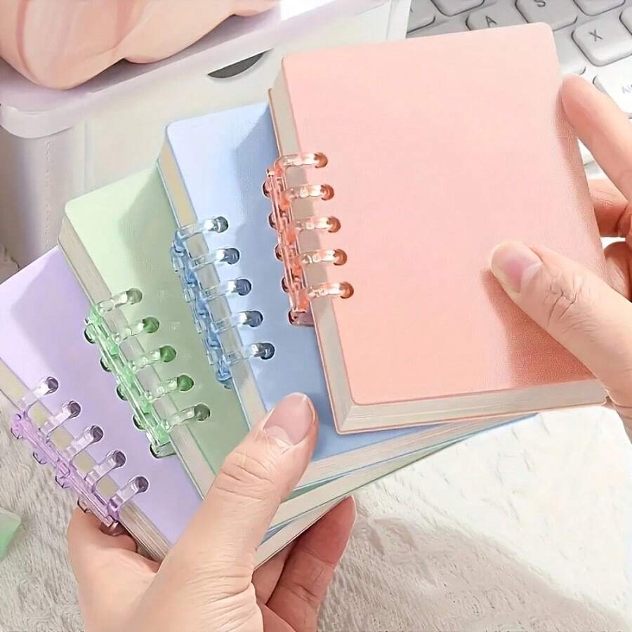 Random Color A7 Spiral Notebook - Light Candy Color, 86 Thick Pages, Portable Pocket Size, Elastic Closure, Minimalist Design, Suitable For Office, School, Travel And Holiday Gifts (Halloween, Thanksgiving, Christmas), Learning Supplies | Diary | Spiral Bound Notepad