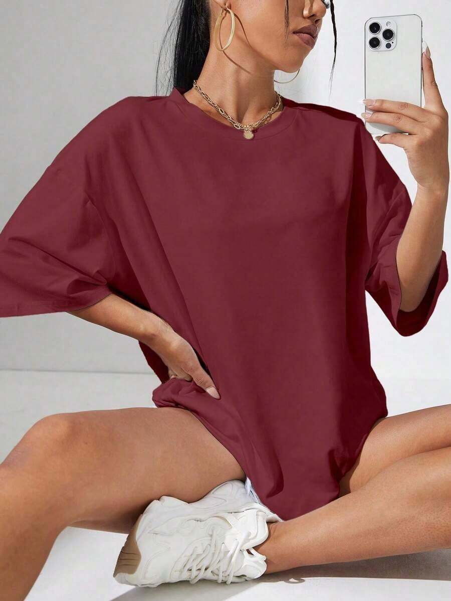 Solid Color T-Shirt - Dark Red - View 1