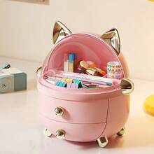 Multi-Layer Drawer Style Cute Cat Desktop Stationery & Cosmetic Storage Box, Suitable For Dorm, Office, Kids - Multicolor - View 9
