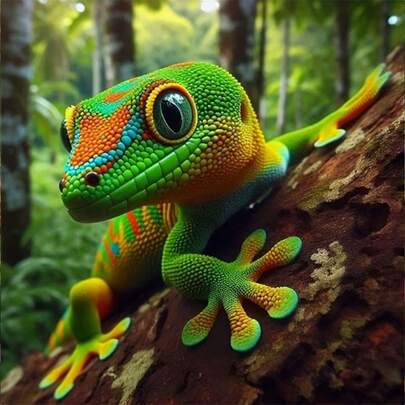 Kit de pintura de diamantes 5D - Gecko verde, arte de mosaico de diamantes acrílicos, decoración del hogar para la sala de estar, dormitorio, regalo ideal para vacaciones, sin marco