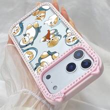 スマホケースラインストーンフレーム猫耳透明ケースキラキラ女性向けスマホケースクリア/ラインストーン付き/ソフトTPUカメラレンズ保護耐衝撃傷防止苹果17proMax/17pro/17/11/12/13/14/15/15Pro/15PluS/15ProMax/16/16Pro/16PluS/16ProMax/かわいい/レトロ/ガーリーおしゃれインスタ映え贈り物に最適 - 粉色 - チェックする 3