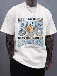 Men's Print-Shirt - 1993 Unc  Tournament Of North Carolina Casual Round Neck Short Sleeve Tee Urban Streetwear, All-Season Comfort Fit
 -Black-Unisex Loose - Fit Comfortable Vintage Street - Style Cotton - Shirt TopCasual Short-Sleeve-Shirts Men And Women IBJE - trắng - Xem 6