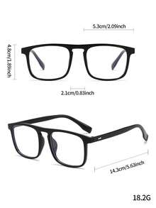 1pc Retro Square Y2K Style Eyeglasses, Cute Daily Wear For Women - Black - View 7