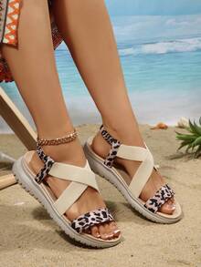 Sandal nữ kiểu Bohemian năm 2026 với quai đôi bện, đế dày, kiểu dáng giản dị, thoải mái, hở mũi, thích hợp đi biển mùa hè. - Màu be (A067) - Xem 4