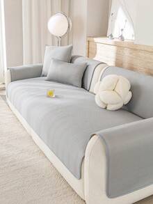 1 buah Sarung Sofa Pendingin Warna Polos Bahan Sutra Es, Gaya Minimalis Warna Polos Ramah Hewan Peliharaan, Anti Gores Anti Kotor Anti Selip, Cocok Untuk Semua Musim, Dekorasi Liburan, Cocok Untuk Sofa Bentuk L di Apartemen Kecil - Grey - View 6