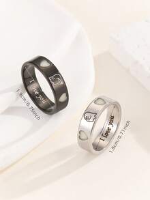 ATLVXJL Bộ 2 chiếc nhẫn đôi phát sáng hình trái tim, khắc chữ "I Love You", thích hợp làm trang sức đeo hàng ngày và quà tặng dịp lễ. - Nhiều màu - Xem 11