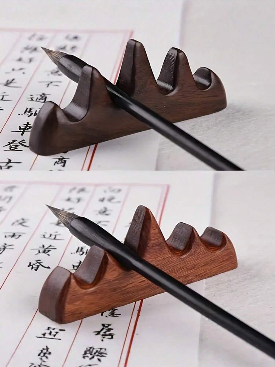 1 chiếc hộp đựng bút thư pháp bằng gỗ keo đen hình núi năm ngón - Tạo không gian trang nhã, tiện dụng để bàn, phù hợp cho nghệ sĩ và người viết thư pháp, dụng cụ thư pháp, văn phòng phẩm, trang trí. Hộp đựng bút bằng gỗ dùng cho thư pháp, hội họa và làm móng.