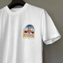 Moon Castle Print White T-Shirt Size XL - Negro - Ver 12