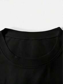 Summer Tops, Colorful "CIAO BELLA ITALY" Lettering, Family Outfit, Comfortable, Soft, Breathable, Autumn And Winter, New Women's Fashion, Retro, Easy For Everyday Use, Versatile, Spring, Summer, Cotton T-Shirt, Conjuntos Mujer Verano. - Black - View 4