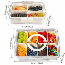 2 Pieces Set: 4/8-Compartment Container With Clear Lid, Portable Sectioned Snack Tray. Four-Sided Snap-Lock PP Transparent Material With A Sealed Lid. Suitable For Refrigerator And Kitchen Food Storage And Organization. Used For Organizing - View 12