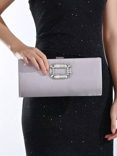 Ladies' Dinner Bag, Stylish, Elegant, Refined, Minimalist Evening Bag With Beaded Embellishments, Evening Clutch, Handbag For Formal Gatherings, Parties, Weddings, Banquets, Proms, And Other Occasions.