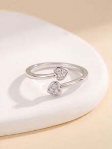 1pc S925 Sterling Silver Delicate Romantic Heart Shaped Toe Ring, Sweet & Cute Versatile Casual Luxury Heart Open Toe Ring, Asymmetrical Design Fashionable Niche - Love - View 3
