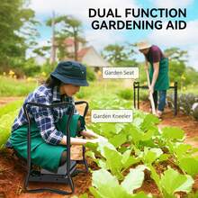 2 In 1 Garden Kneeler Seat Kneeling Pad Support Bench Foldable Knee Protector, Grey - 49*28*58cm - View 7