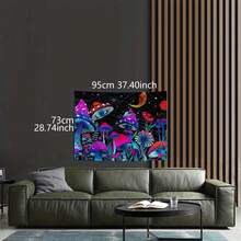 1pc Gradient Mushroom Tapestry Starry Sky Wall Hanging Moon And Butterfly Design Colorful Mystical Wall Decor For Bedroom Living Room Hippie Boho Black Background Tapestry - K - View 4