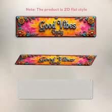 2D Flat - A Vintage-Style Sign With The Text "Good Vibes Only", Measuring 10X40 Cm (3.9X15.7 Inches). This Rustic Wall Decor Plaque Features A Decorative Frame And Is Easy To Hang Indoors Or Outdoors, Making It A Versatile Gift For Homes Or Farms. - A - View 5