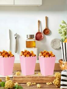 7-Color Mixed Paper Popcorn Buckets, Multicolor Mini Snack Boxes, Suitable For Popcorn, Candy, Cookies, Party Favors, Movie Night - Pink - View 8
