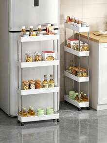 1-Piece Set Slim Storage Cart 4 Tier,Bathroom Organizer Rolling Utility,Mobile Shelving Unit Slide Out For Office, Kitchen, Laundry Room & Narrow Places - Multicolor - View 3