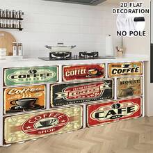 1 pieza, Decoración del hogar, Falda de mesa con estampado de café, Cortina pequeña de cocina, Cubierta de gabinete de cocina, Con agujeros para cortina, Fácil de colgar, Rectangular, Tejido a máquina, Lavable a máquina, Decoración y accesorios de cocina, Perfecto para gabinetes de cocina y decoración del hogar - Multicolor - Ver 1