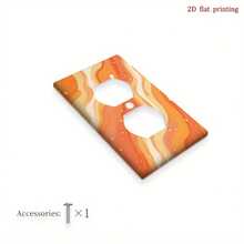 Decorative Switch Plate Cover - Modern Orange Wave Pattern, Easy Installation Screw/Adhesive Mounting, No Wiring Needed - Suitable For Kitchen, Living Room, Office - Compatible With Single/Double Switch And Outlet - Home Decor Upgrade, Minimalist Style, 2D Flat Design - A - View 12