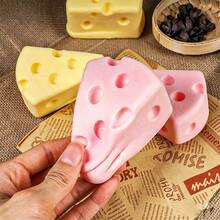1pc Cheese Shaped Squishy Toy, Realistic Cheese Stress Relief Toy, Creative Fun Gadget For Adults & Students - Multicolor - View 3