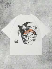 Camia casual de verano holgada con cuello redondo, manga corta, estampado de carta y estilo vintage de mascarada para mujer, en color blanco Adecuado como regalo. playera de mujer. blusas>elegantes. boho chic,Top de mujer suave, transpirable y cómodo, ideal para primavera, verano y otoño, perfecto para vacaciones, viajes y uso diario. Adecuado como regalo. playera de mujer. blusas>elegantes. boho chic,Top de mujer suave, transpirable y cómodo, ideal para primavera, verano y otoño, perfecto para vacaciones, viajes y uso diario. - Blanco - Ver 2