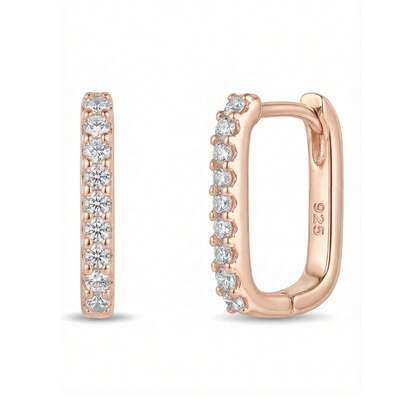 1 Đôi bông tai bạc 925 đính đá Zirconia lấp lánh, kiểu dáng thời trang, đường kính 1.5cm, thích hợp làm quà cưới/sinh nhật cho nữ, hoặc đeo hàng ngày, kèm hộp quà sang trọng.