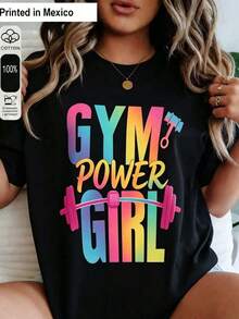 Impala 1 camiseta unisex estampada de corte holgadoModern Minimalist style GYM attitude GIRL dumbbellAdecuado para ocasiones como las vacaciones de verano, Halloween y el Día de la Independencia de México with color pattern - Negro - Ver 6