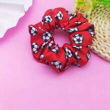 4/1pc Cute Football Cartoon Printed Silk Scrunchie, Gentle No Hair Damage, Fashion Daily Hair Tie, Perfect For Daily Wear, Outdoor Travel, Sports Events & General Festivals, Practical Hair Accessories, Hair - Multicolor - View 14