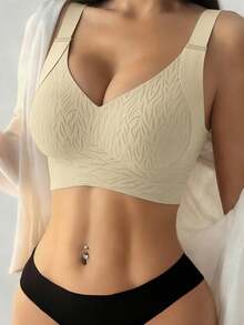 2pcs/Set Large Bust Minimizing Push-Up Bra For Women, Wire-Free Side-Bust Smoothing Anti-Sagging Full Coverage Adjustable Bra - Multicolor - View 6