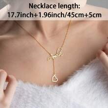 Dây chuyền khắc tên theo yêu cầu, Mặt dây chuyền khắc tên theo yêu cầu, Quà tặng Ngày của Mẹ, Dây chuyền hình trái tim phong cách retro bằng thép không gỉ, Dây chuyền khắc tên theo yêu cầu dành cho nữ, Trang sức mùa hè, Phụ kiện đi biển dành cho nữ, Quà tặng Ngày của Mẹ - Nhiều màu - Xem 7