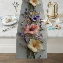 1pc Floral Print Minimalist Table Runner, Suitable For Holidays, Parties, Birthdays, Dinners, Restaurant Table Decor, All Seasons, Home Decor - Multicolor - View 3