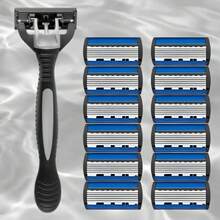 6-Layer Men's Razor Set With Multiple Ultra-Sharp Blades - Ergonomically Designed For Effortless Shaving 6-Layer Stainless Steel Razor Head,Replaceable Beard & Mustache Grooming Tool With Handle - Multicolor - View 18