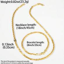 2件套简约14K镀金铜菱形项链手链套装，不易褪色，适合女性日常佩戴和派对佩戴。 - 金色 - 查看 7