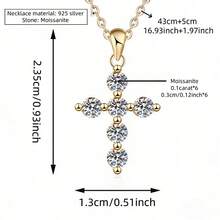KAHOOT High-Quality Unisex Easter Necklace, Classic 925 Sterling Silver Cross With 0.6ct Moissanite, Suitable For Parties And Gatherings - Gold - View 6