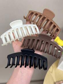 3 pièces/1 pièce Set Barrettes à cheveux en plastique mat de couleur unie et ondulées, accessoires de cheveux décontractés pour femmes, festivals, fêtes - Multicolore - Voir 8