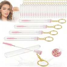 SRCKFIZ 10pcs/Set Disposable Diamond Mascara Wands With Keychain Case, Suitable For Eyelash Extension, Makeup Tools, Women/Girls - Multicolor - View 2