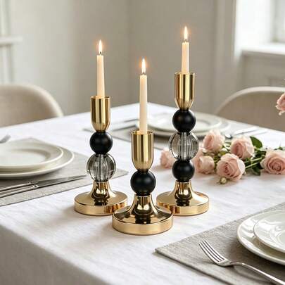 1 pieza Candelabro moderno, elegante y de lujo, decoración para sala de estar, comedor, dormitorio, baño, ambiente para celebraciones (velas no incluidas)