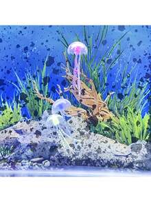 3pcs Glow-In-The-Dark Realistic Jellyfish Aquarium Decor - Multi-Color Luminous Floating Aquatic Ornaments, Swaying Tentacles, Fish-Friendly Material, Professional Underwater Landscaping Accessories - A - View 8
