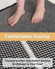 Waffle Bath Mat, Absorbent Non Slip Bathroom Rug With Tassels, Rubber Backed Floor Mat, Machine Washable Decorative Mat For Bathroom, 17" X 24", Brown - 黑與奶油 - 查看 4