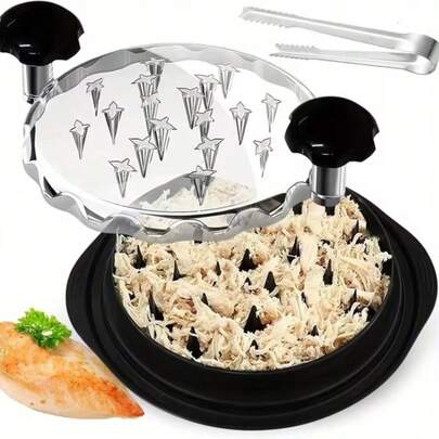 Heavy-Duty Manual Meat Shredder With Ergonomic Dual Handles & Anti-Slip Base - Large Chicken Breast Shredder Tool, Transparent Safety Cover - For BBQ, Sandwiches, Stir-Fries - Easy-Clean Kitchen Gadget, Bbq Essentials, Versatile Kitchenware, Durable Plastic Father Gift