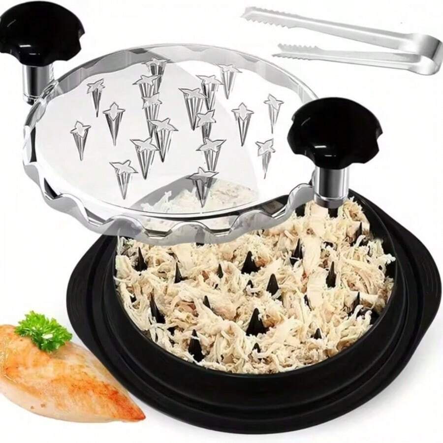 Máy xé thịt thủ công hạng nặng với tay cầm kép tiện dụng và đế chống trượt - Dụng cụ xé thịt ức gà cỡ lớn, nắp bảo vệ trong suốt - Dùng cho nướng BBQ, làm bánh mì sandwich, xào - Dụng cụ nhà bếp dễ vệ sinh, vật dụng cần thiết cho BBQ, đồ dùng nhà bếp đa năng, nhựa bền, quà tặng cho bố.