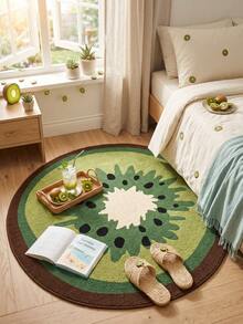 1pc Round Kiwi Fruit Pattern Doormat, Suitable For Bathroom And Living Room Decor, Funny Design, Bathroom Mat, Bathroom Carpet, Doormat, Small Rug, Carpet, Mat, Home Decor, Area Rug, Outdoor Mat, Home Decor, Area Carpet, Bedroom Carpet, Washable Rug - A - View 2