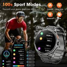 Hwagol Montre Connectée Homme 1.85"/710mAh/100+ Modes Sportifs, IP68 Étanche Montre Militaire Homme avec Appel Bluetooth, 24H Sommeil/Fréquence Cardiaque/Podomètre Smart Watch pour Android iOS - Noir - Voir 7
