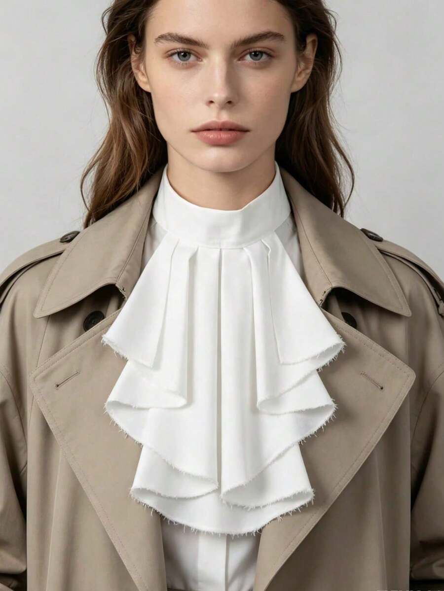 Women's Victorian Style Ruffle High Neck Detachable Pleated Collar Accessory For Shirts And Dresses